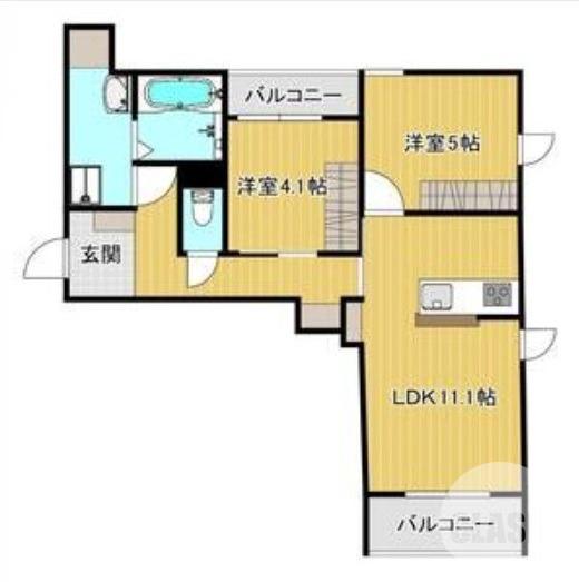北長尾町の完工年月(2025年12月)築の賃貸アパートの間取り