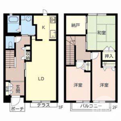 長曽根町の完工年月(2000年12月)築の賃貸一戸建ての間取り
