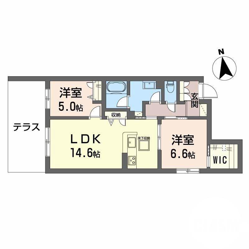 鳳中町の完工年月(2026年6月)築の賃貸マンションの間取り