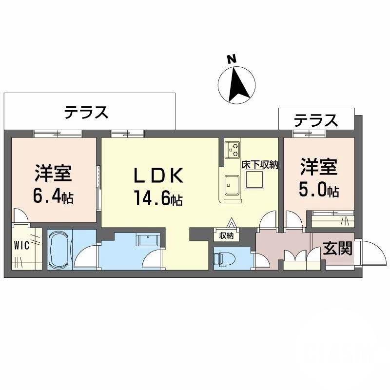 鳳中町の完工年月(2026年6月)築の賃貸マンションの間取り