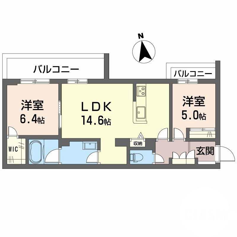 鳳中町の完工年月(2026年6月)築の賃貸マンションの間取り
