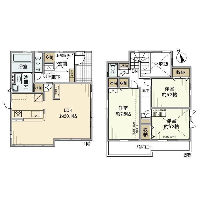 槇塚台の完工年月(2022年1月)築の賃貸一戸建ての間取り
