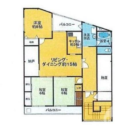 香ヶ丘町の完工年月(1996年10月)築の賃貸マンションの間取り