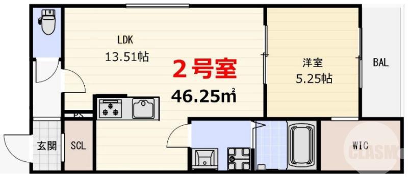 八千代通の完工年月(2026年3月)築の賃貸アパートの間取り