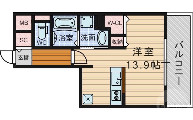 小松の完工年月(2014年3月)築の賃貸マンションの間取り