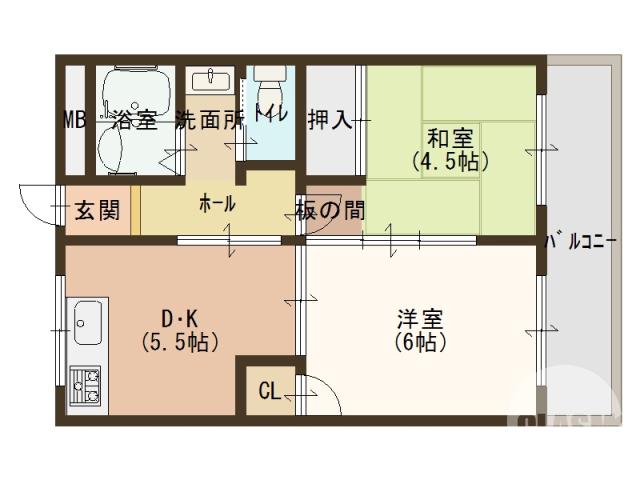 日置荘西町の完工年月(1977年4月)築の賃貸マンションの間取り