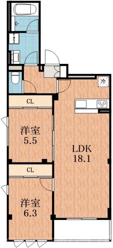北田辺の完工年月(2022年11月)築の賃貸マンションの間取り