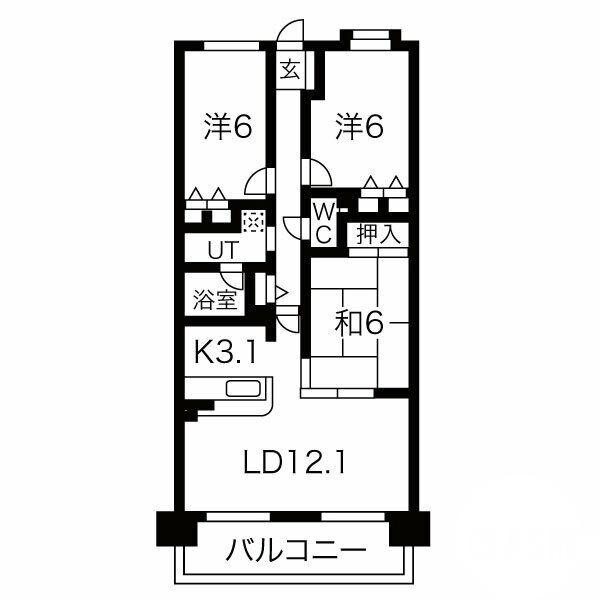 山本町の完工年月(1998年3月)築の賃貸マンションの間取り