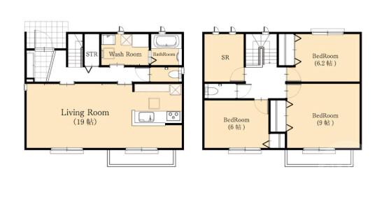 上山手町の完工年月(2026年1月)築の賃貸一戸建ての間取り