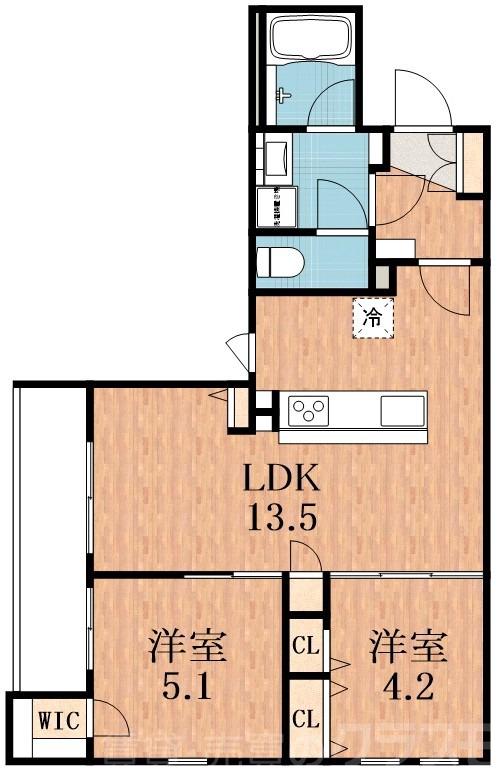 山坂の完工年月(2026年3月)築の賃貸マンションの間取り