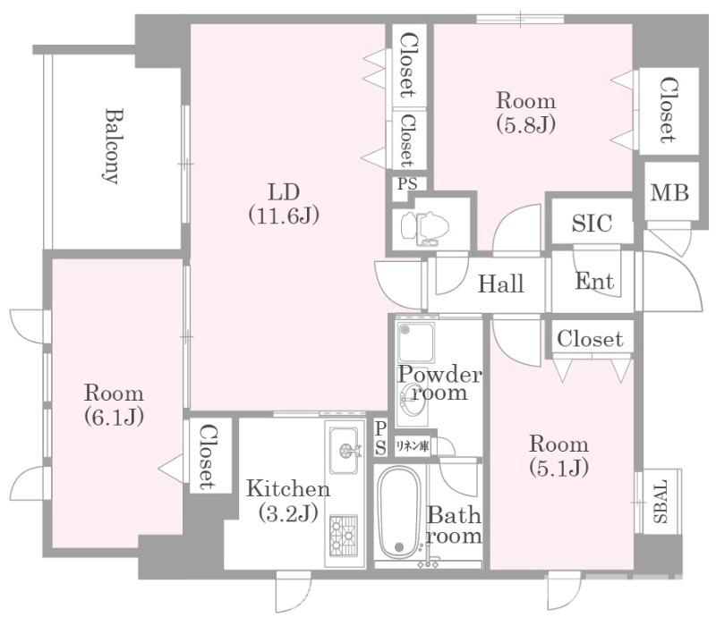 グランレブリー押小路高倉の間取り