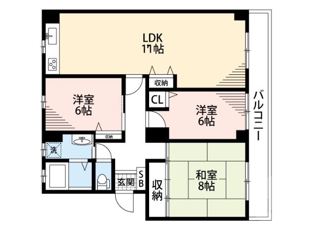 長野東の完工年月(1988年3月)築の賃貸マンションの間取り