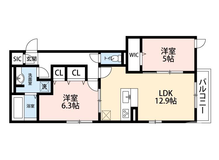黒土町の完工年月(2023年12月)築の賃貸アパートの間取り