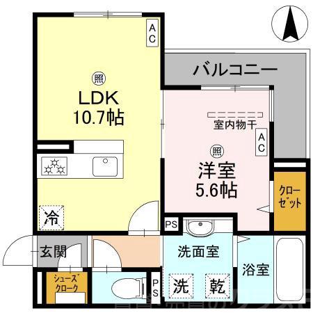 背戸口の完工年月（2026年2月）築の賃貸アパートの間取り