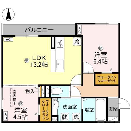 背戸口の完工年月(2026年2月)築の賃貸アパートの間取り