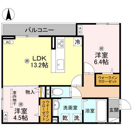 背戸口の完工年月(2026年2月)築の賃貸アパートの間取り