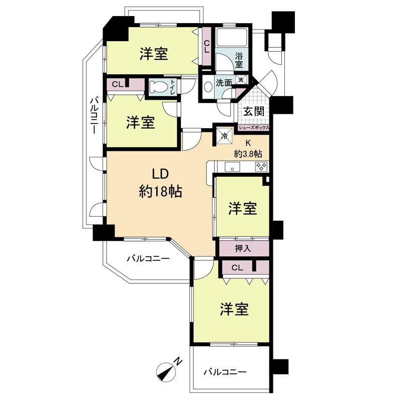 山田北の完工年月(2005年10月)築の賃貸マンションの間取り