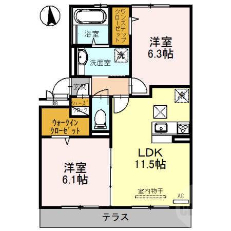 垂水町の完工年月(2017年2月)築の賃貸アパートの間取り