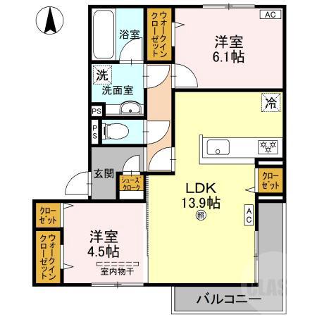 沢良宜東町の完工年月(2026年4月)築の賃貸アパートの間取り