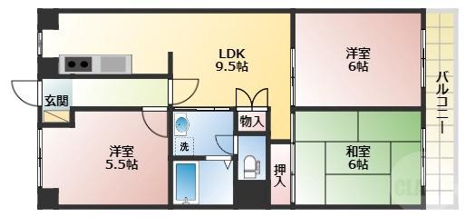 浜の完工年月(1984年12月)築の賃貸マンションの間取り
