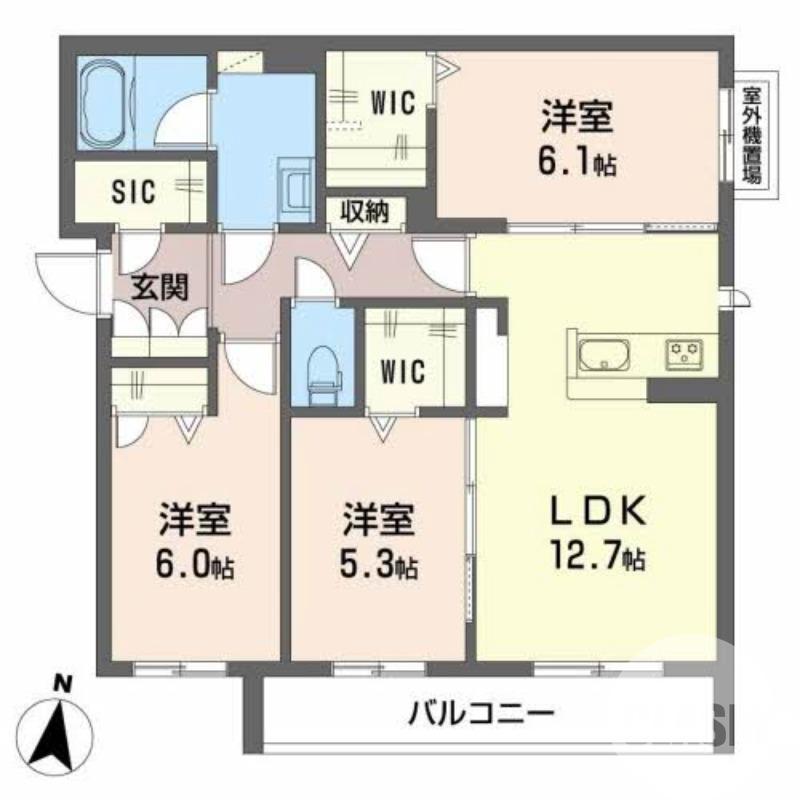 百舌鳥赤畑町の完工年月(2023年6月)築の賃貸マンションの間取り
