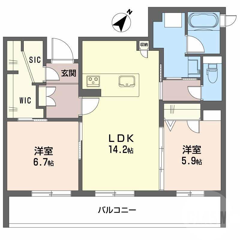 寿町の完工年月(2026年3月)築の賃貸マンションの間取り