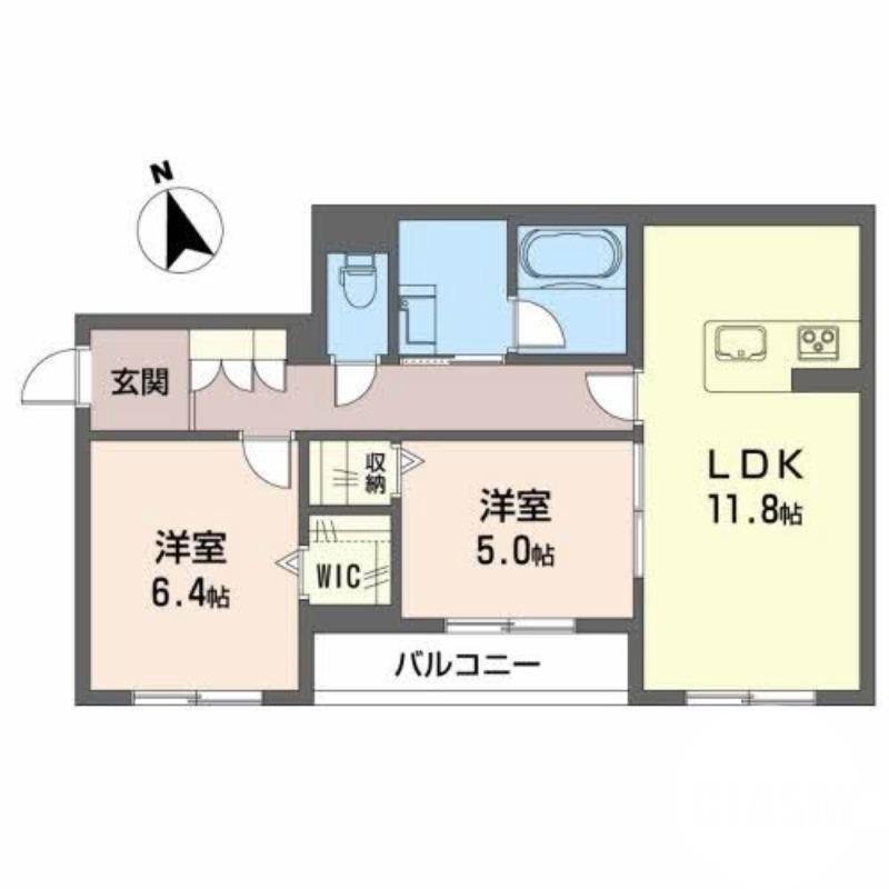 鳳中町の完工年月(2023年8月)築の賃貸マンションの間取り