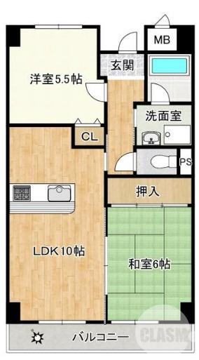 神明町西の完工年月(1998年1月)築の賃貸マンションの間取り