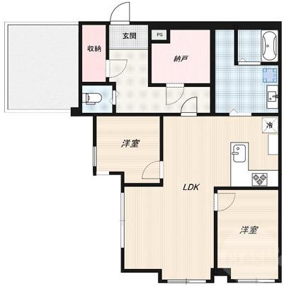 千里山西の完工年月(1984年6月)築の賃貸マンションの間取り