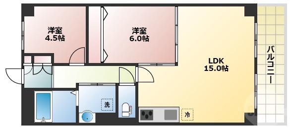 宮原の完工年月(1977年9月)築の賃貸マンションの間取り