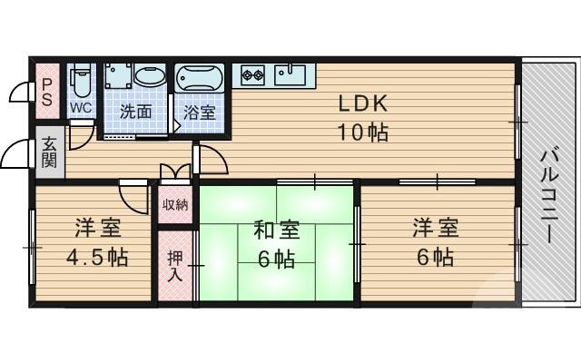 大桐の完工年月(1994年9月)築の賃貸マンションの間取り
