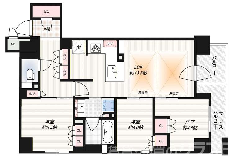 ファインレジデンス烏丸五条の間取り