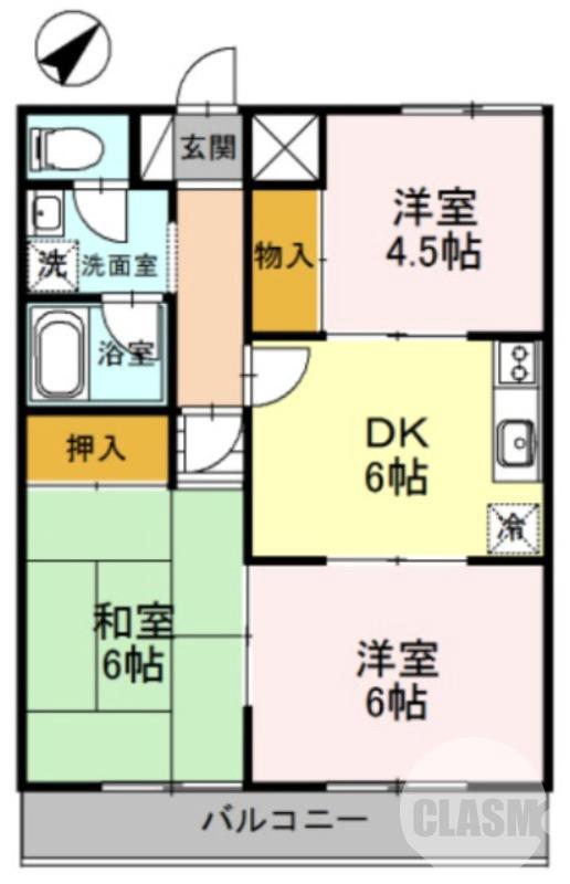 鳳西町の完工年月(1991年3月)築の賃貸マンションの間取り
