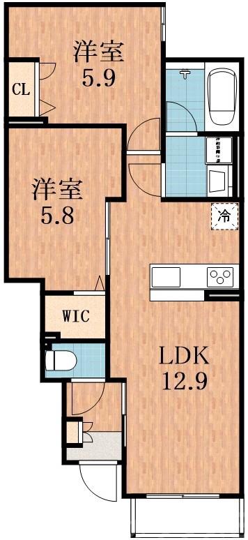 加美北の完工年月(2026年2月)築の賃貸アパートの間取り