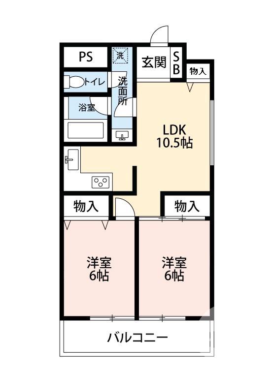 南花田町の完工年月(1989年1月)築の賃貸マンションの間取り