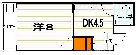 古城町の完工年月(1987年9月)築の賃貸マンションの間取り