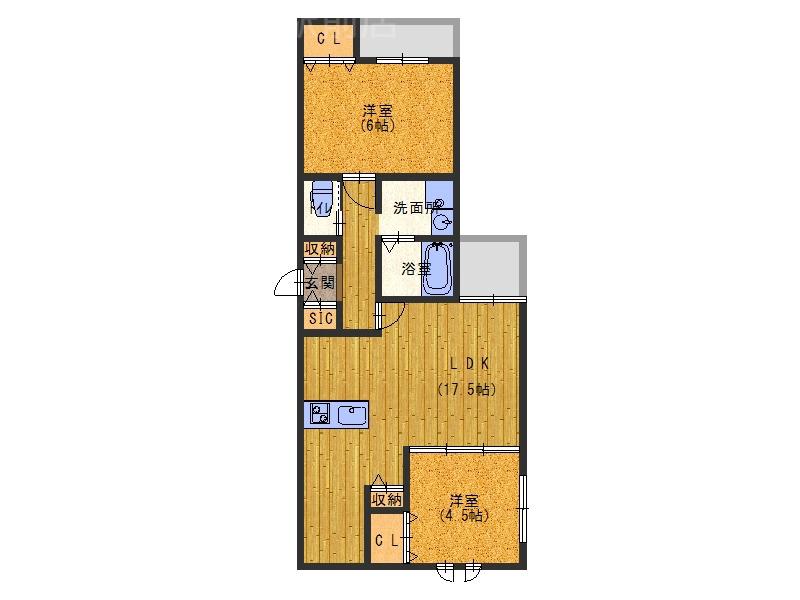 野里町の完工年月(2026年3月)築の賃貸アパートの間取り