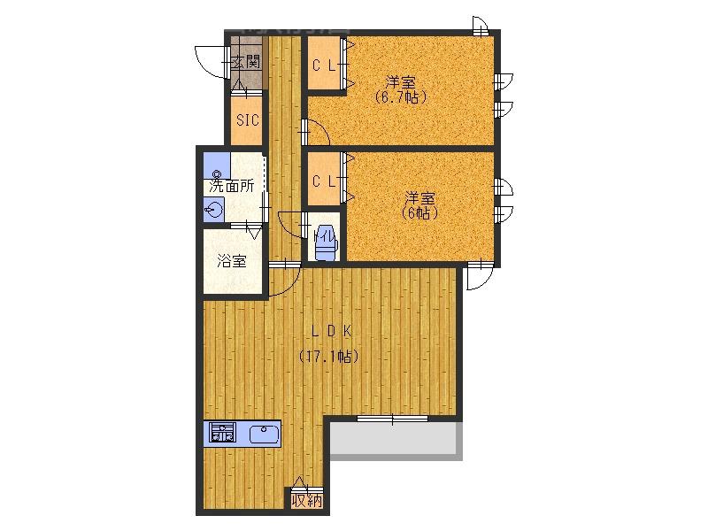 野里町の完工年月(2026年3月)築の賃貸アパートの間取り