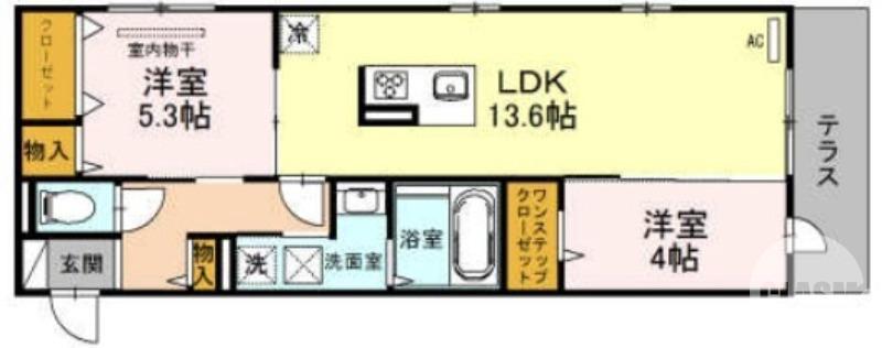 北余部西の完工年月(2017年1月)築の賃貸アパートの間取り