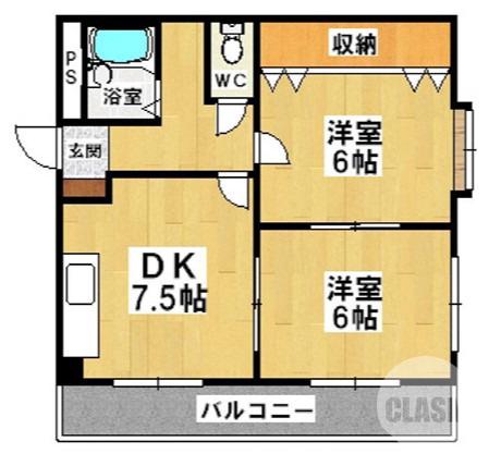野尻町の完工年月(1992年3月)築の賃貸マンションの間取り