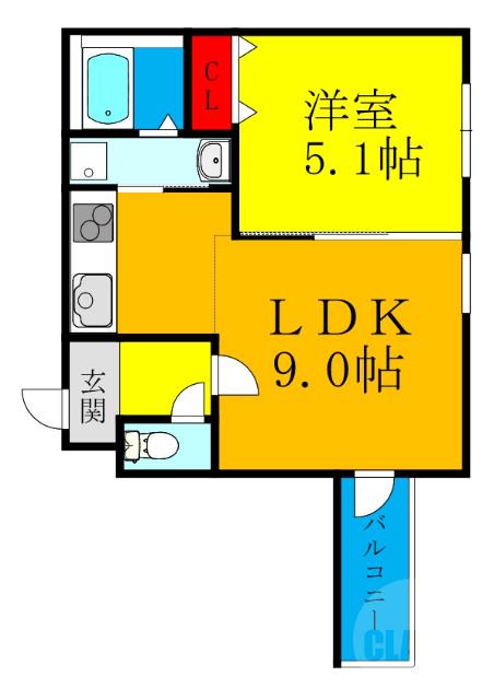 下新庄の完工年月(2021年2月)築の賃貸アパートの間取り