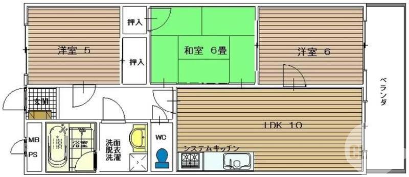 菱木の完工年月(1995年4月)築の賃貸マンションの間取り