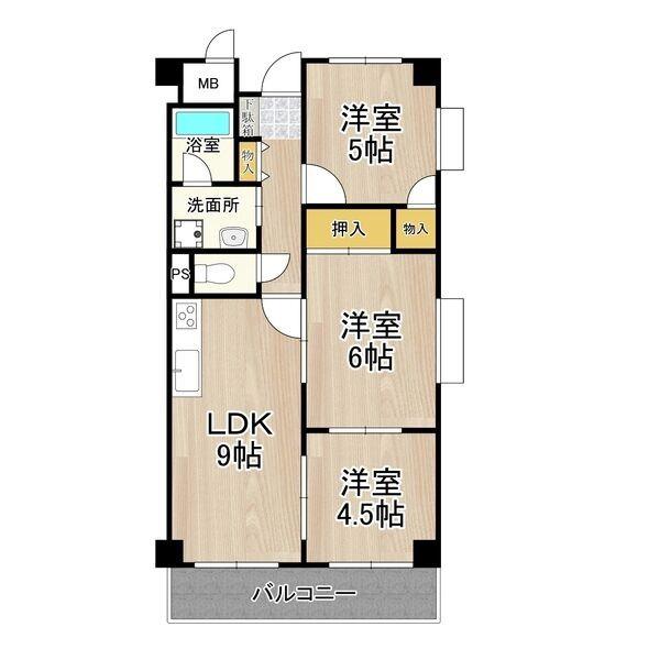 豊里の完工年月(1994年9月)築の賃貸マンションの間取り