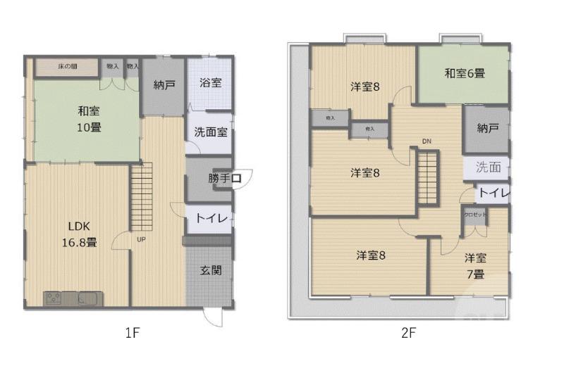 千里山月が丘の完工年月(1974年7月)築の賃貸一戸建ての間取り
