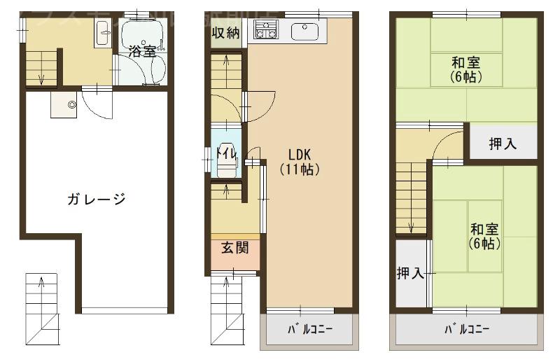 北巣本町の完工年月(1986年3月)築の賃貸一戸建ての間取り