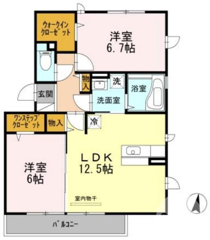 大豆塚町の完工年月(2012年3月)築の賃貸アパートの間取り