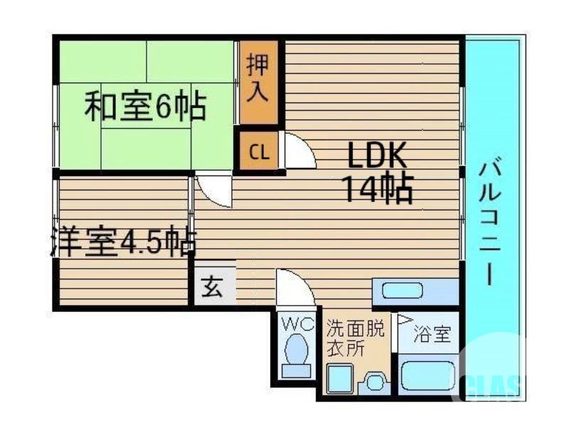 常磐町の完工年月(1989年6月)築の賃貸アパートの間取り
