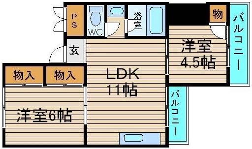 竜神橋町の完工年月(1976年8月)築の賃貸マンションの間取り