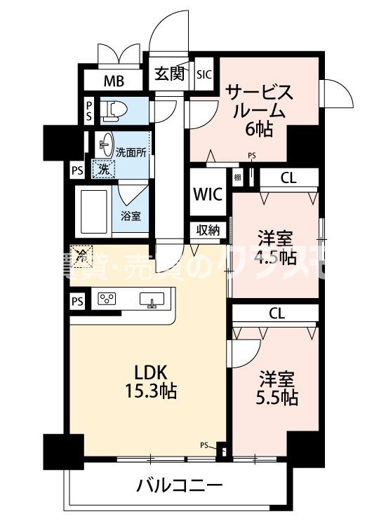 新町の完工年月(2019年6月)築の賃貸マンションの間取り