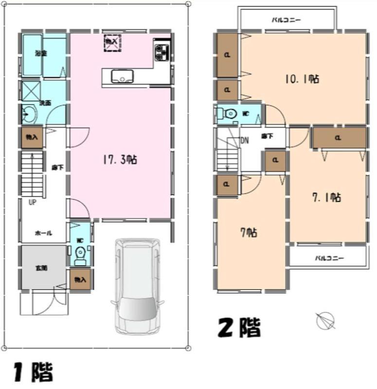 鳥飼下の完工年月(2025年11月)築の賃貸一戸建ての間取り